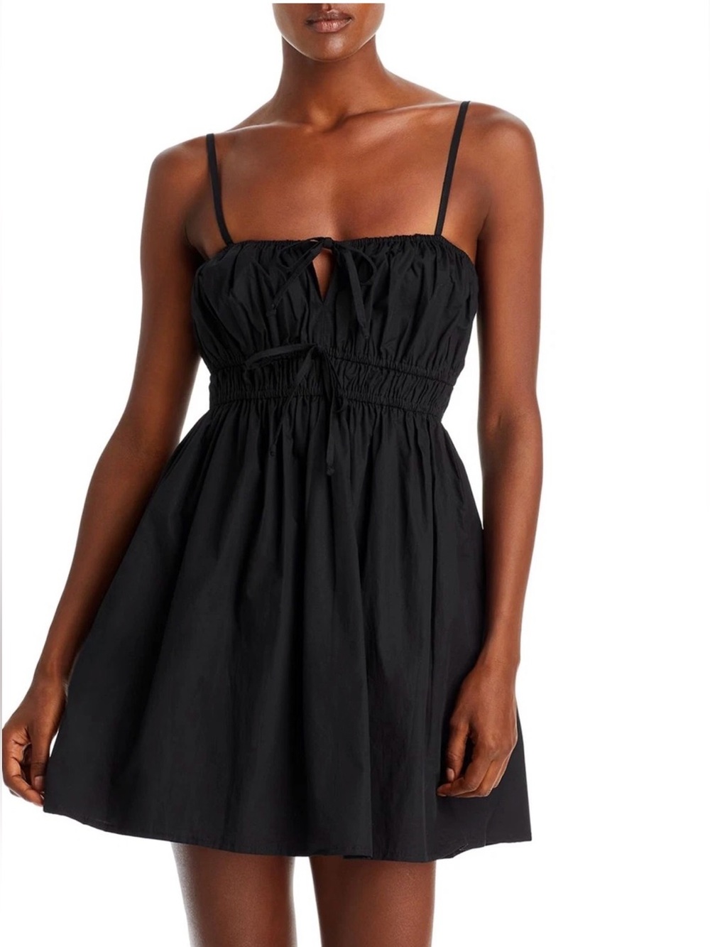 Faithfull The Brand Womens Emeline Keyhole Mini Dress BlackUS 12
 Smocked Waist
